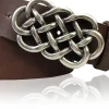 AILIS 2 Damen Ledergürtel 4 cm echt Leder mit keltischer Gürtelschnalle silber