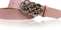 AILIS 2 Damen Ledergürtel 4 cm echt Leder mit keltischer Gürtelschnalle silber