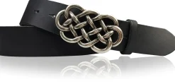 AILIS 2 Damen Ledergürtel 4 cm echt Leder mit keltischer Gürtelschnalle silber