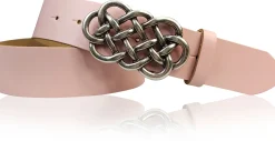 AILIS 2 Damen Ledergürtel 4 cm echt Leder mit keltischer Gürtelschnalle silber