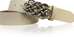 AILIS 2 Damen Ledergürtel 4 cm echt Leder mit keltischer Gürtelschnalle silber