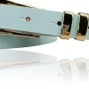 ANJA schmaler Damen Ledergürtel Echtleder ca. 1,8 cm, vergoldete Gürtelschnalle und Metallschlaufen