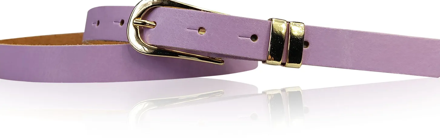 ANJA schmaler Damen Ledergürtel Echtleder ca. 1,8 cm, vergoldete Gürtelschnalle und Metallschlaufen