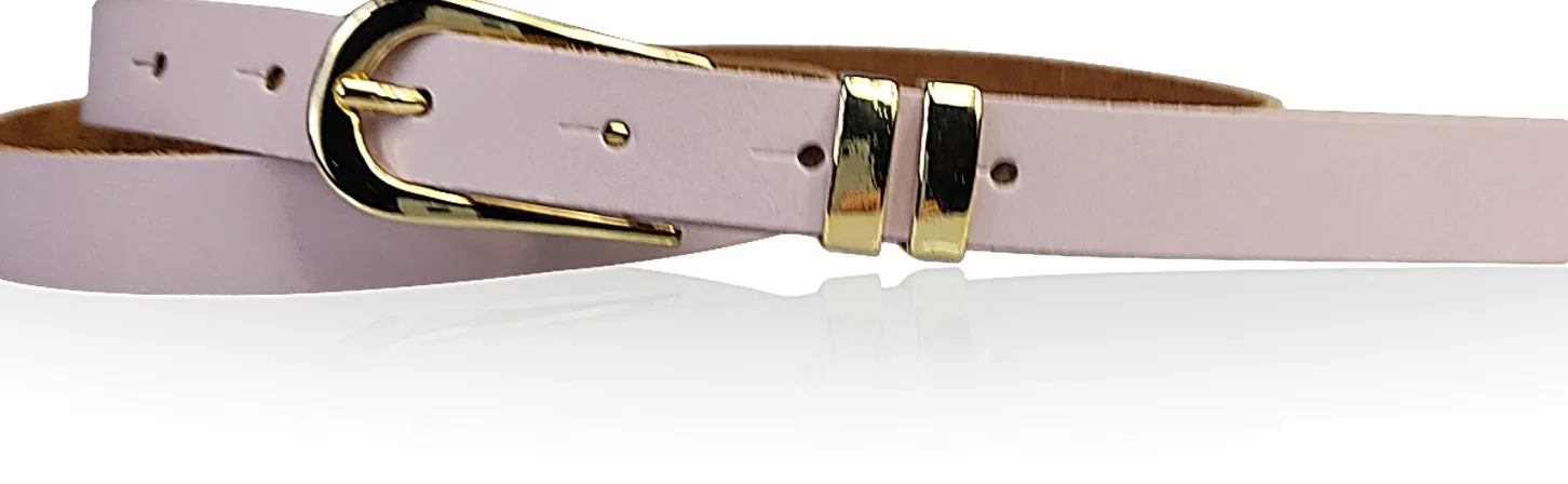 ANJA schmaler Damen Ledergürtel Echtleder ca. 1,8 cm, vergoldete Gürtelschnalle und Metallschlaufen