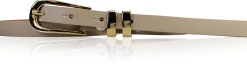 ANJA schmaler Damen Ledergürtel Echtleder ca. 1,8 cm, vergoldete Gürtelschnalle und Metallschlaufen
