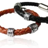 Armband aus Leder mit Metallperlen und Edelstahl Verschluss