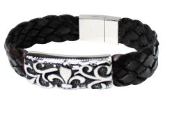 Armband aus weichem Leder mit schmückendem Zierteil, Edelstahl Verschluss