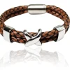 Armband mit doppelter Lederkordel und Edelstahl Zierteilen