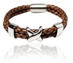 Armband mit doppelter Lederkordel und Edelstahl Zierteilen