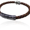 Armband mit echter Lederkordel, Tube mit Muster, Magnetverschluss