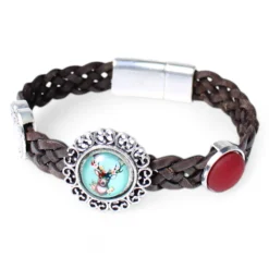Armband mit Tracht Motiven, geflochtenes Lederband, Magnetverschluss