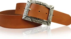 ARONA: schöner Damen Ledergürtel 4 cm mit funkelnder Strass Gürtelschnalle