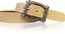 ARONA: schöner Damen Ledergürtel 4 cm mit funkelnder Strass Gürtelschnalle