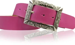 ARONA: schöner Damen Ledergürtel 4 cm mit funkelnder Strass Gürtelschnalle