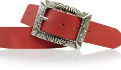ARONA: schöner Damen Ledergürtel 4 cm mit funkelnder Strass Gürtelschnalle