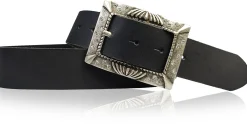 ARONA: schöner Damen Ledergürtel 4 cm mit funkelnder Strass Gürtelschnalle