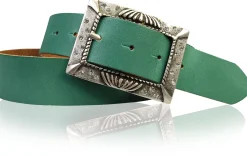 ARONA: schöner Damen Ledergürtel 4 cm mit funkelnder Strass Gürtelschnalle