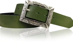 ARONA: schöner Damen Ledergürtel 4 cm mit funkelnder Strass Gürtelschnalle