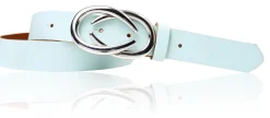 AURORA angesagter Damen Ledergürtel mit modischer Gürtelschnalle silber, 3 cm