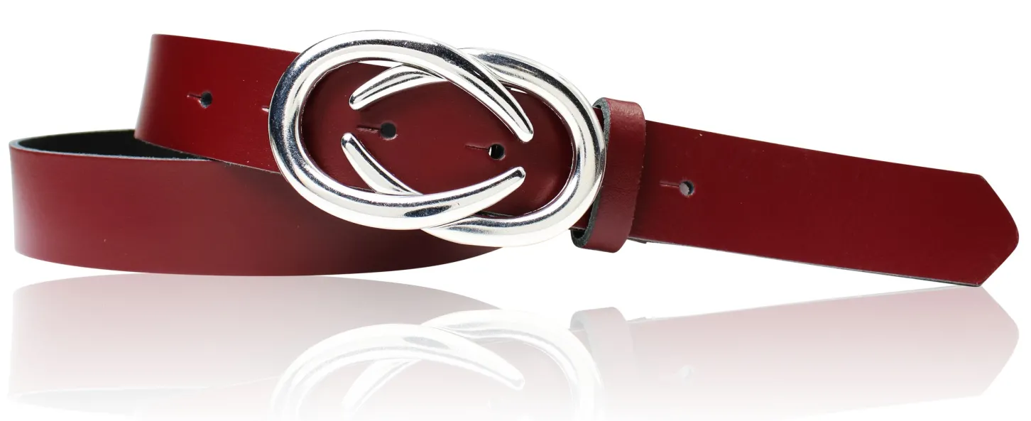 AURORA angesagter Damen Ledergürtel mit modischer Gürtelschnalle silber, 3 cm