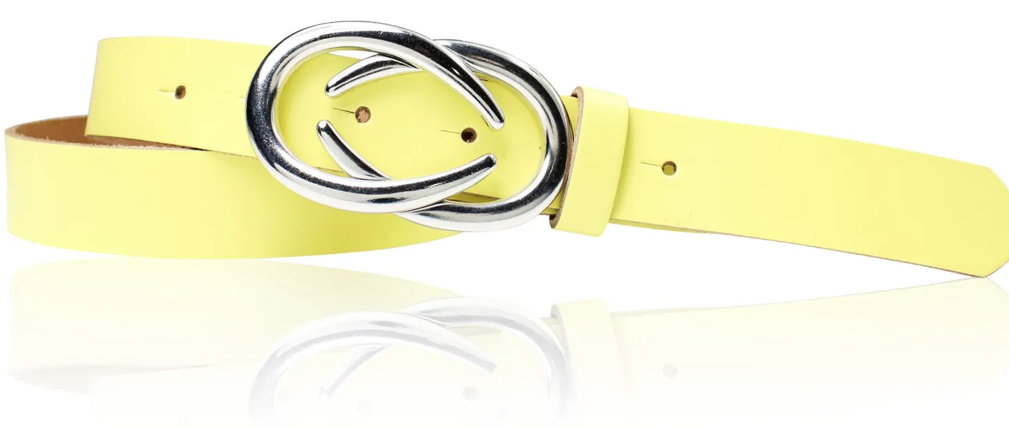 AURORA angesagter Damen Ledergürtel mit modischer Gürtelschnalle silber, 3 cm