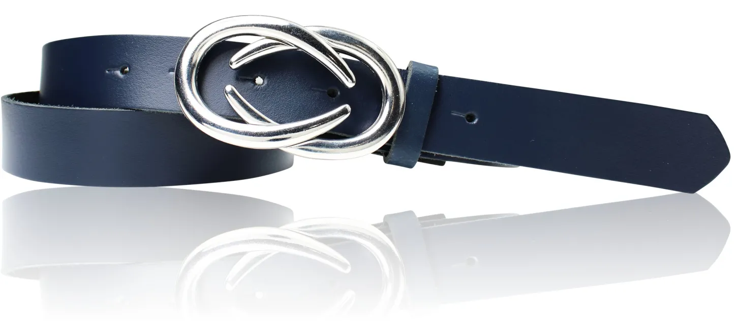 AURORA angesagter Damen Ledergürtel mit modischer Gürtelschnalle silber, 3 cm