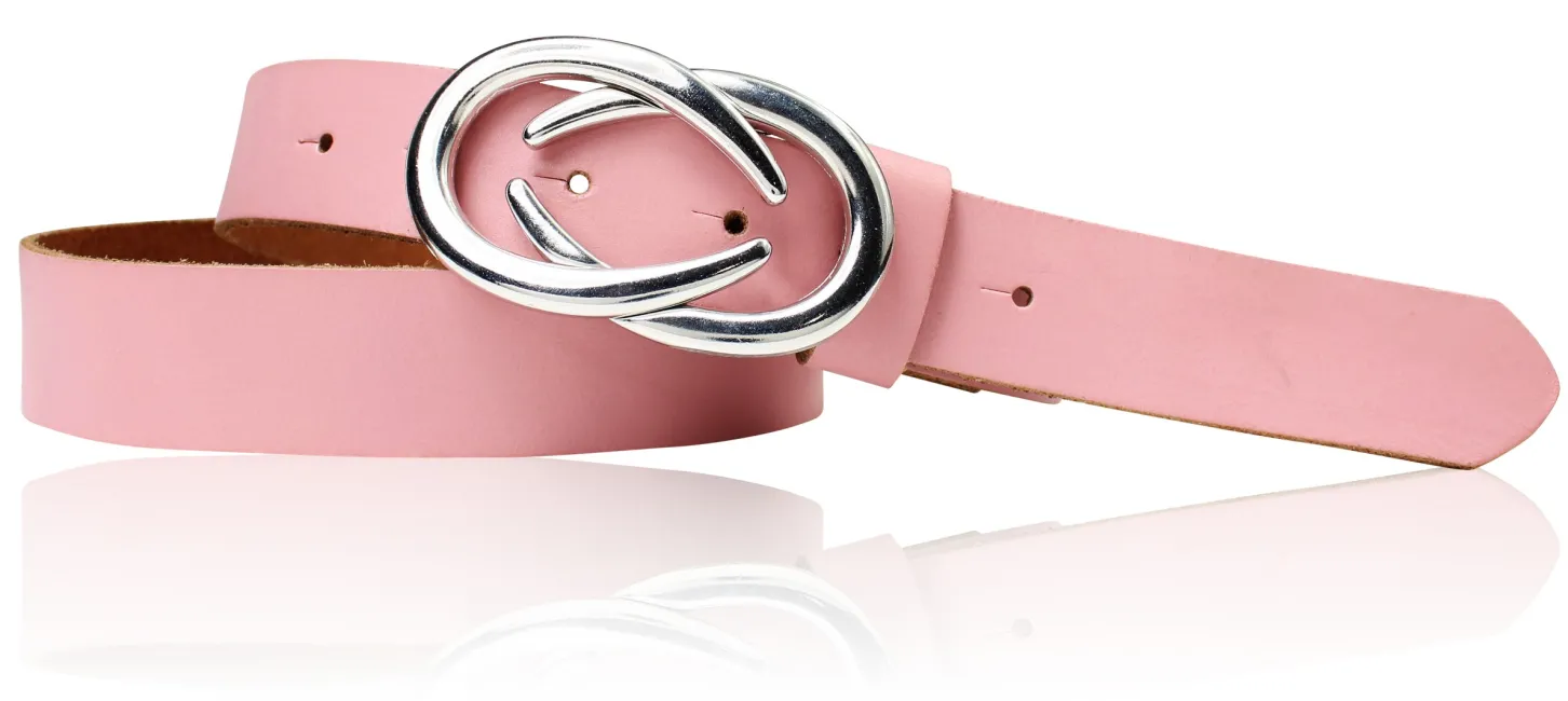 AURORA angesagter Damen Ledergürtel mit modischer Gürtelschnalle silber, 3 cm