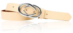 AURORA angesagter Damen Ledergürtel mit modischer Gürtelschnalle silber, 3 cm