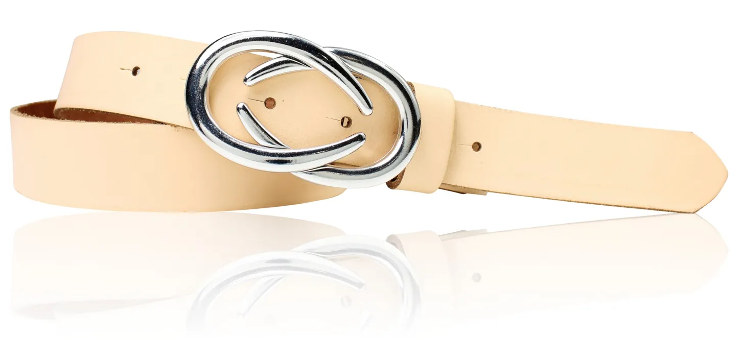 AURORA angesagter Damen Ledergürtel mit modischer Gürtelschnalle silber, 3 cm