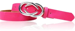 AURORA angesagter Damen Ledergürtel mit modischer Gürtelschnalle silber, 3 cm