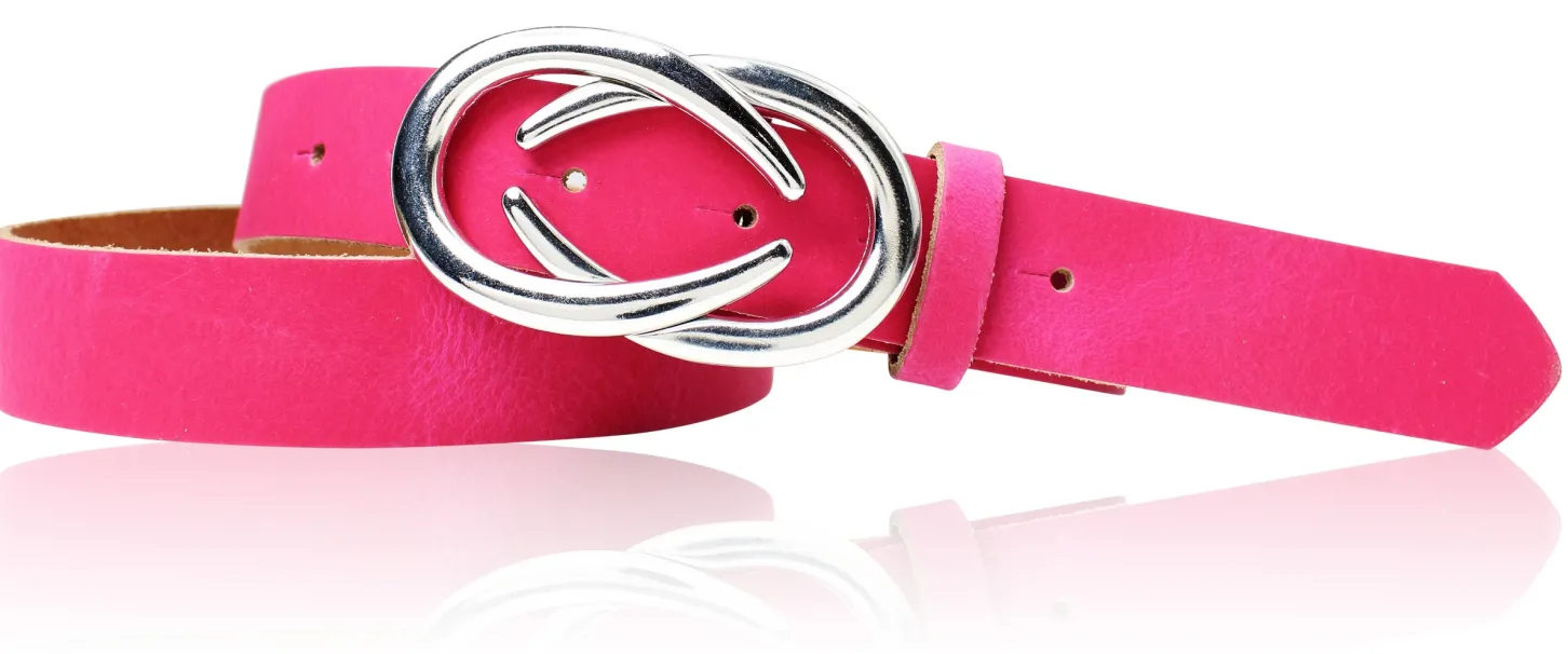 AURORA angesagter Damen Ledergürtel mit modischer Gürtelschnalle silber, 3 cm