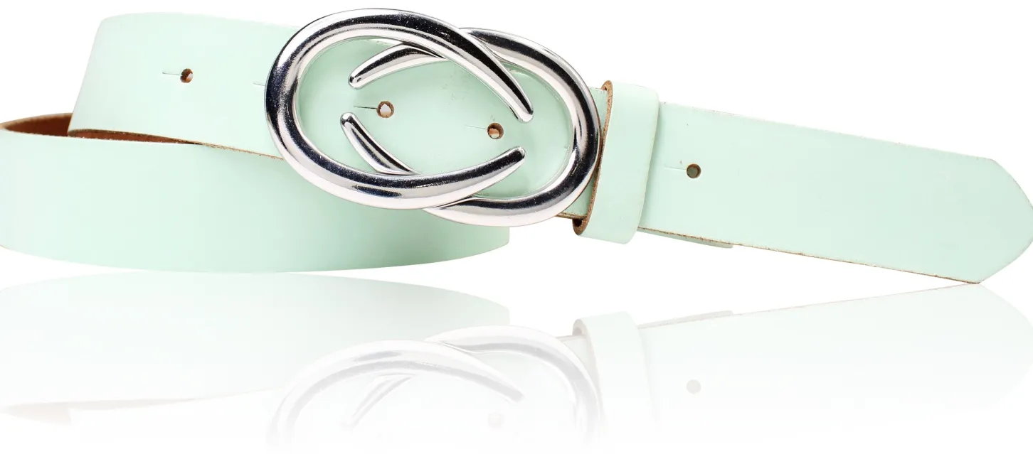 AURORA angesagter Damen Ledergürtel mit modischer Gürtelschnalle silber, 3 cm