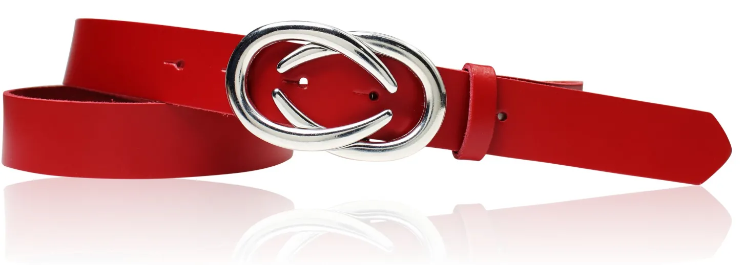 AURORA angesagter Damen Ledergürtel mit modischer Gürtelschnalle silber, 3 cm