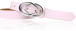 AURORA angesagter Damen Ledergürtel mit modischer Gürtelschnalle silber, 3 cm