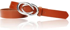 AURORA angesagter Damen Ledergürtel mit modischer Gürtelschnalle silber, 3 cm
