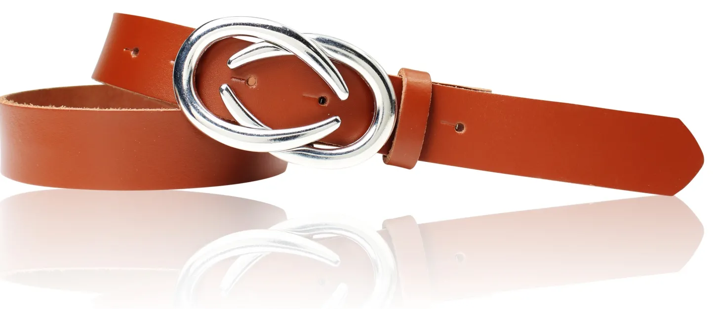 AURORA angesagter Damen Ledergürtel mit modischer Gürtelschnalle silber, 3 cm