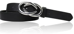 AURORA angesagter Damen Ledergürtel mit modischer Gürtelschnalle silber, 3 cm