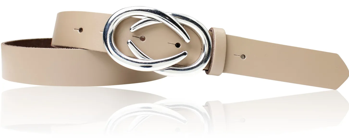AURORA angesagter Damen Ledergürtel mit modischer Gürtelschnalle silber, 3 cm