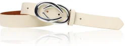 AURORA angesagter Damen Ledergürtel mit modischer Gürtelschnalle silber, 3 cm