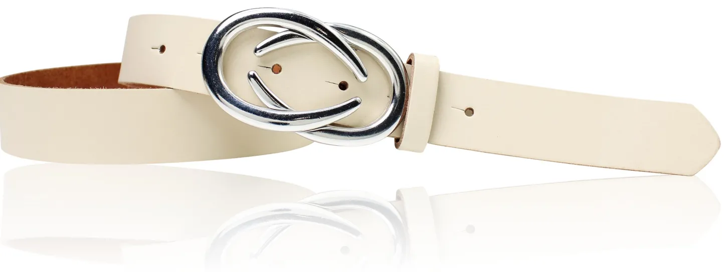 AURORA angesagter Damen Ledergürtel mit modischer Gürtelschnalle silber, 3 cm