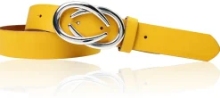 AURORA angesagter Damen Ledergürtel mit modischer Gürtelschnalle silber, 3 cm