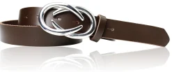 AURORA angesagter Damen Ledergürtel mit modischer Gürtelschnalle silber, 3 cm