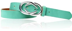 AURORA angesagter Damen Ledergürtel mit modischer Gürtelschnalle silber, 3 cm