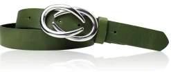 AURORA angesagter Damen Ledergürtel mit modischer Gürtelschnalle silber, 3 cm