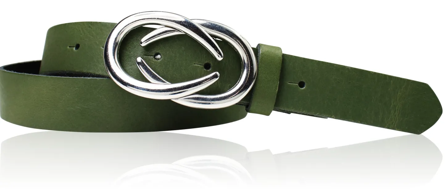 AURORA angesagter Damen Ledergürtel mit modischer Gürtelschnalle silber, 3 cm