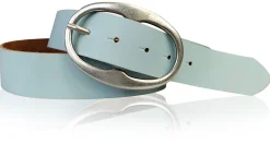 BARREL 2: Damen Ledergürtel 4 cm mit großer ovaler Gürtelschnalle in altsilber