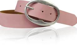 BARREL 2: Damen Ledergürtel 4 cm mit großer ovaler Gürtelschnalle in altsilber