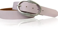 BARREL 2: Damen Ledergürtel 4 cm mit großer ovaler Gürtelschnalle in altsilber