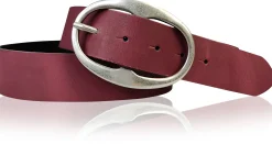 BARREL 2: Damen Ledergürtel 4 cm mit großer ovaler Gürtelschnalle in altsilber