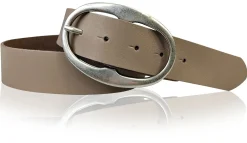 BARREL 2: Damen Ledergürtel 4 cm mit großer ovaler Gürtelschnalle in altsilber